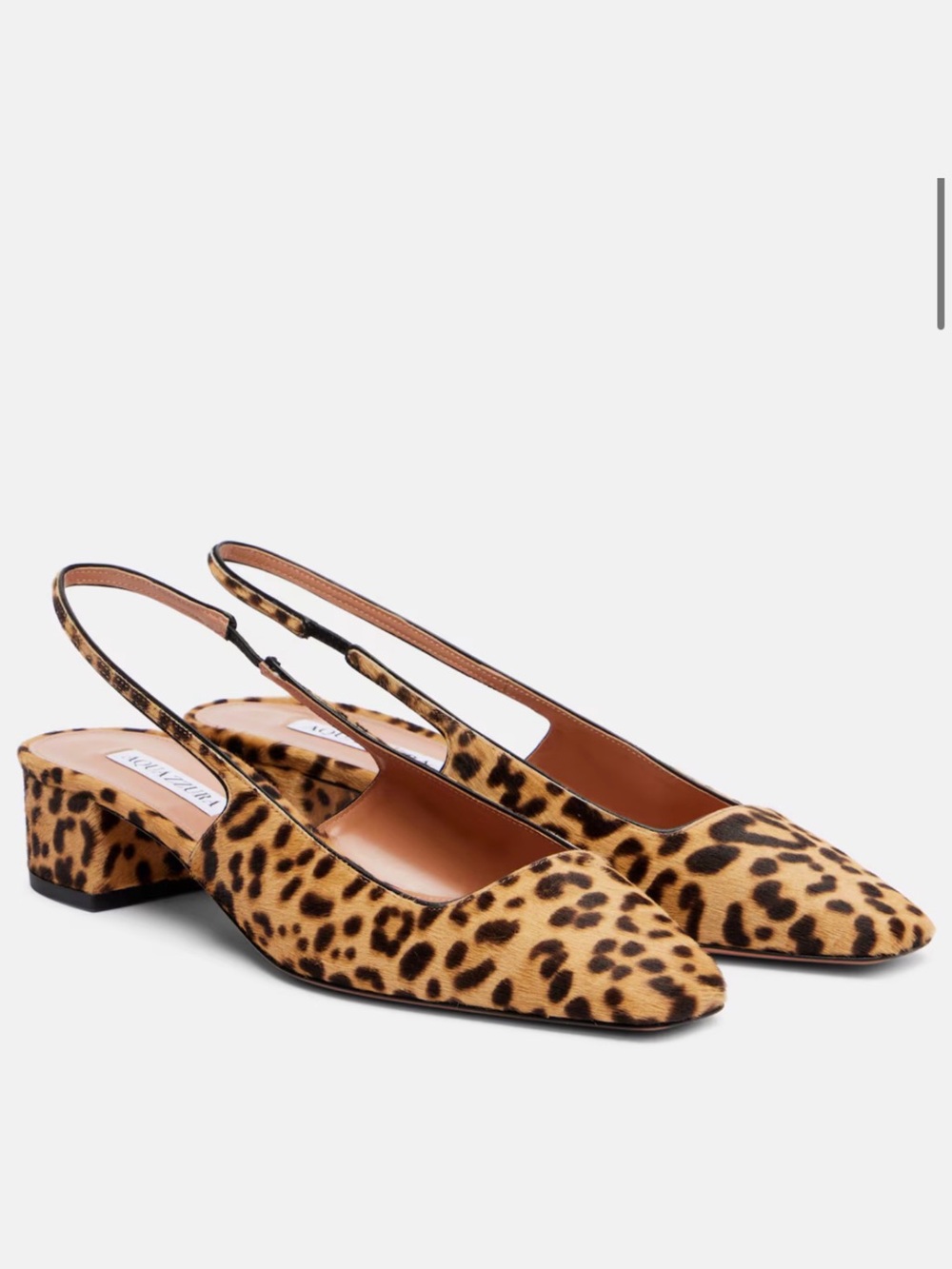 NWOB AQUAZZURA Ginza Calf Hair Leopard Slingback Pump 35mm 9 US/39 (no box)